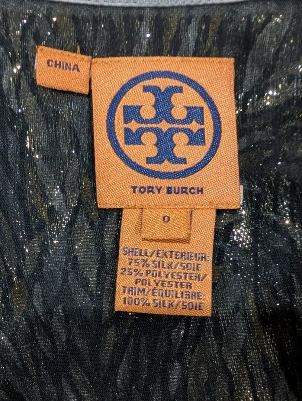 Tory‎ Burch Silk Blend Printed Tank Top Women's Size 0 Gray Gold Sleeveless